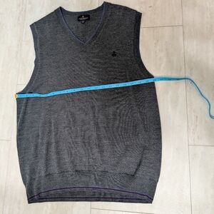 Brooks Brothers, Men's Size L, 100% Merino Wool Sweater Vest, Gray, Quiet Luxury